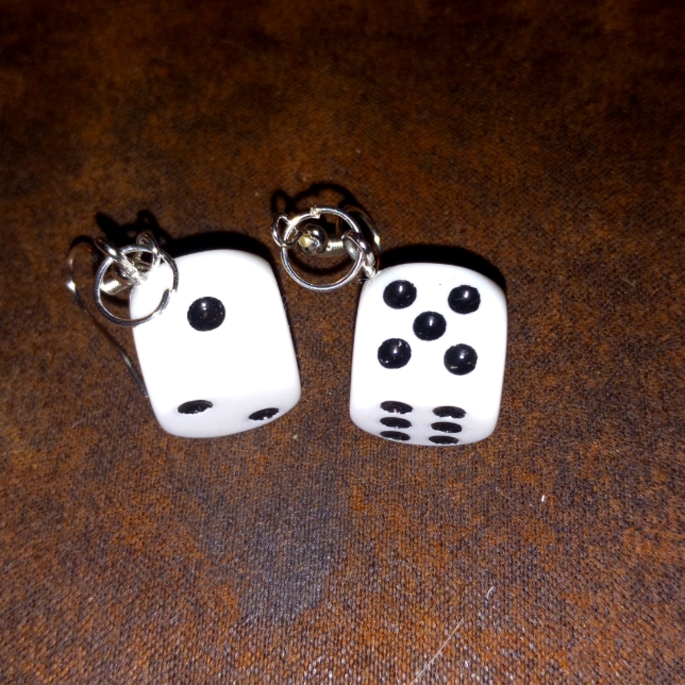 White 🎲 dice earrings